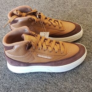 Reebok Club C Geo Mid Brown Platform Sneakers